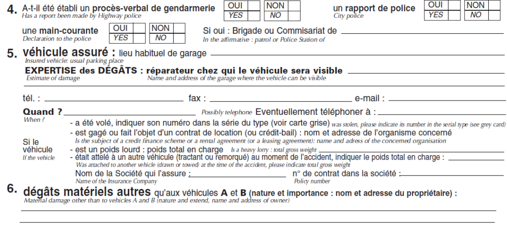 Recto du constat amiable partie 4 a 6