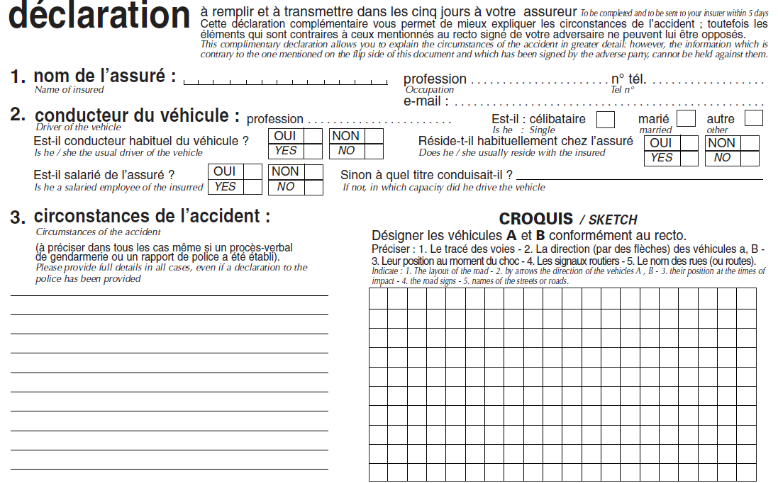 Comment Remplir Un Constat Amiable