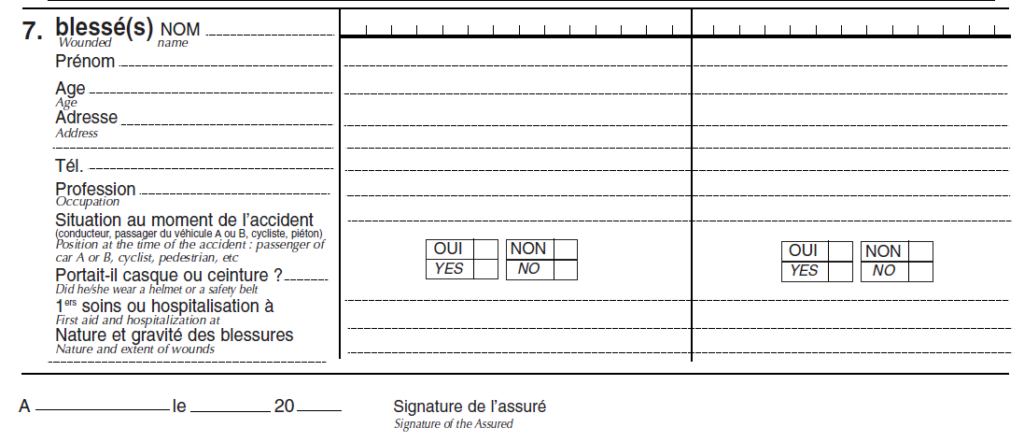 Verso du constat amiable partie 7