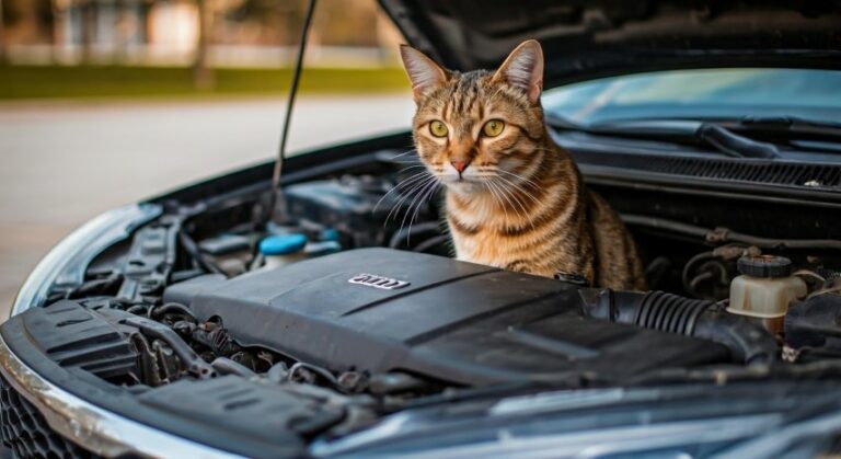 Chat dans le moteur